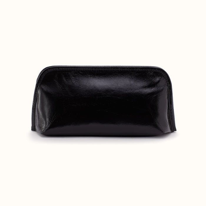 Beauty Brush Case In Polished Leather - Black