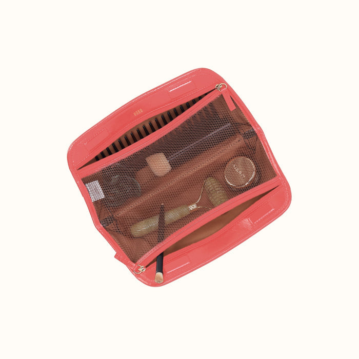 Beauty Brush Case In Polished Leather - Pink Mirage