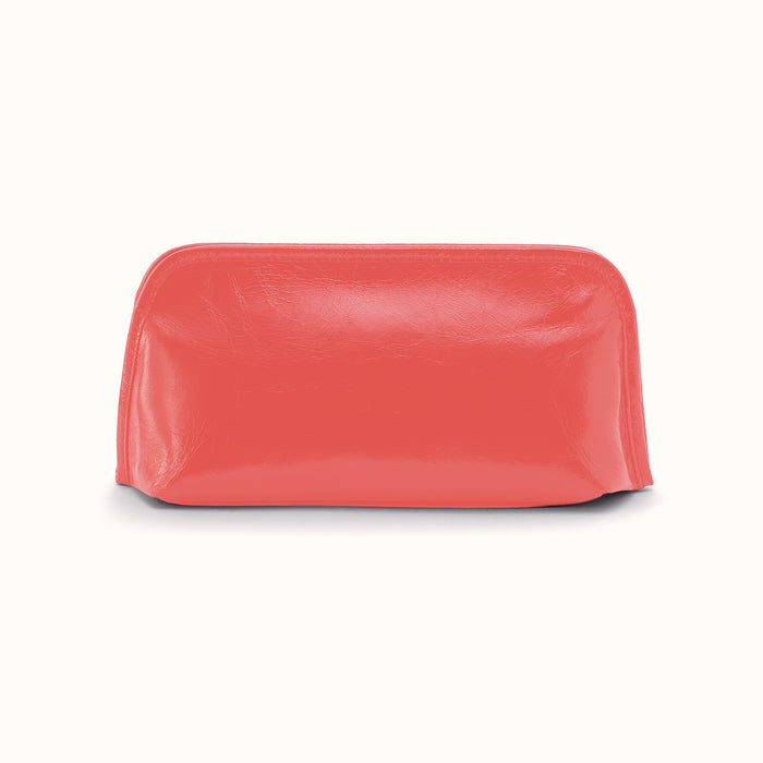 Beauty Brush Case In Polished Leather - Pink Mirage