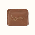 Beauty Cosmetic Pouch in Pebbled Leather - Timber Brown- FOL