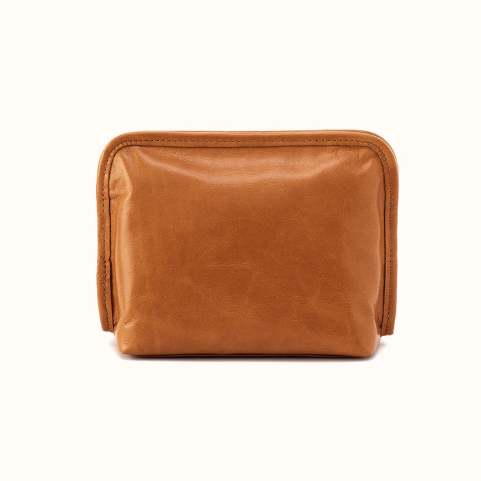 Beauty Cosmetic Pouch in Polished Leather - Truffle- FOL
