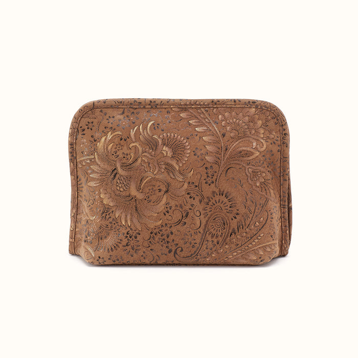 Beauty Cosmetic Pouch In Printed Leather