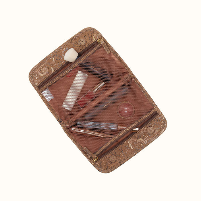 Beauty Cosmetic Pouch In Printed Leather