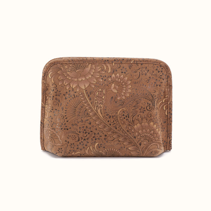 Beauty Cosmetic Pouch In Printed Leather
