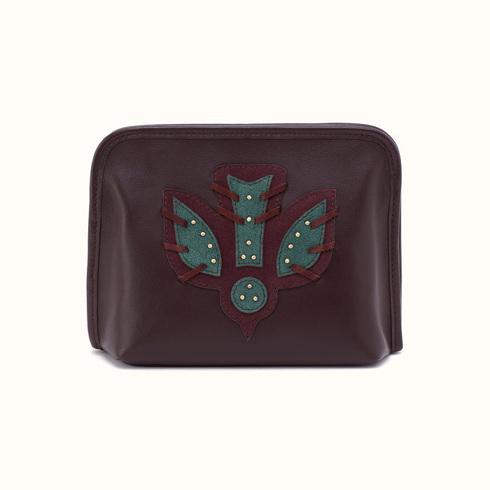 Beauty Cosmetic Pouch In Suede Leather