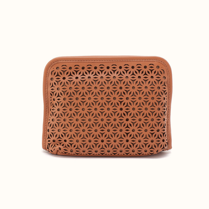 Beauty Cosmetic Pouch in Sun-Perf Leather - Canyon Petal