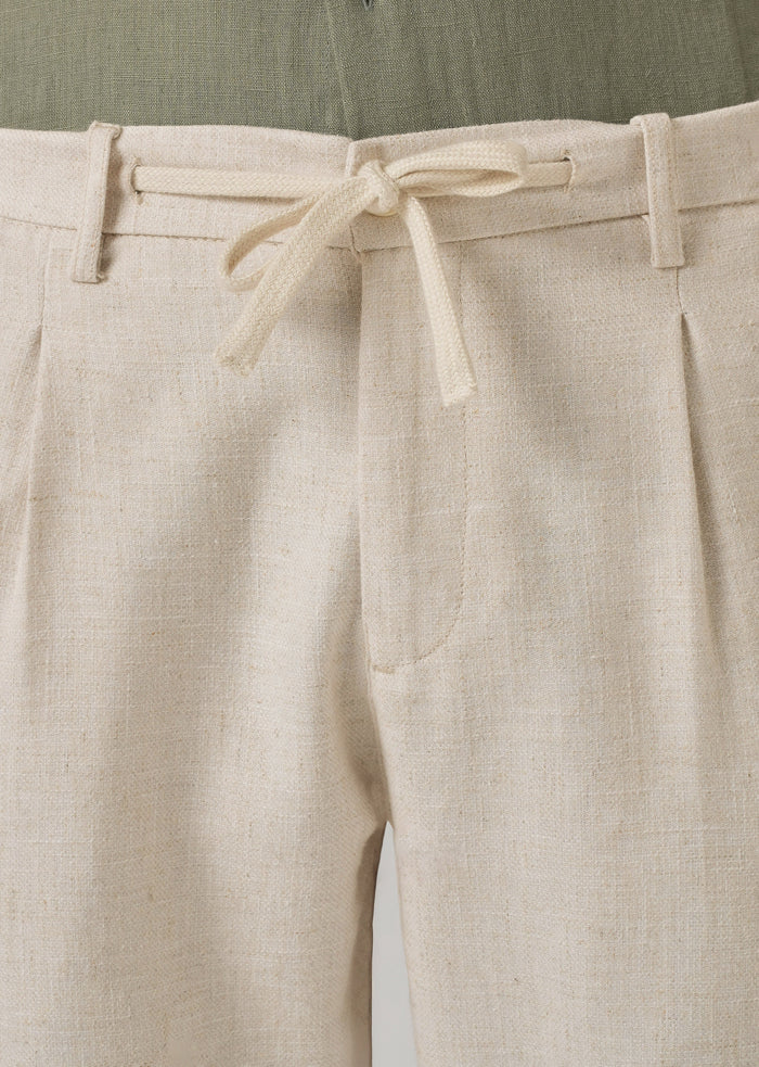Beige Blended Linen Pant