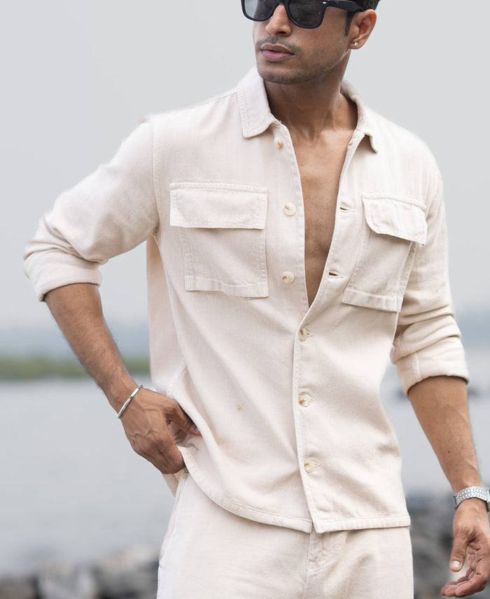 Beige Denim Overshirt