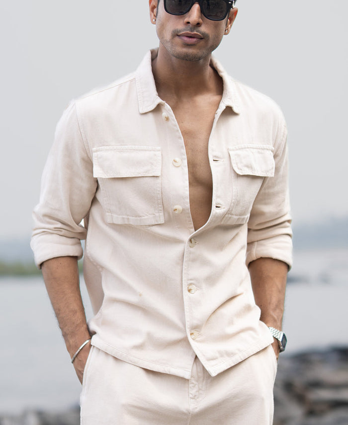 Beige Denim Overshirt