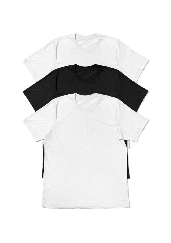 Big and Tall Men's Short Sleeve Crew Neck T-Shirts - White and Black 3-Pack - Perfect TShirt Co