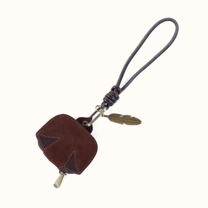 Bird Clip Pouch In Suede Leather