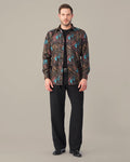 Black Floral Print 100% Polyester Shirt