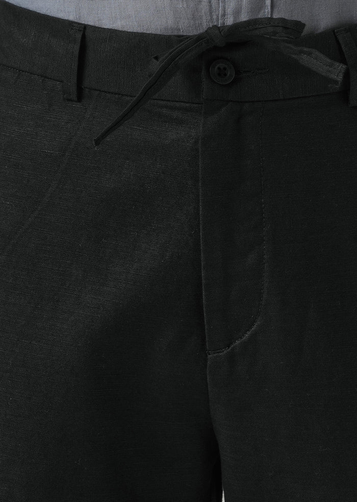 Black Linen Relaxed Fit Trouser