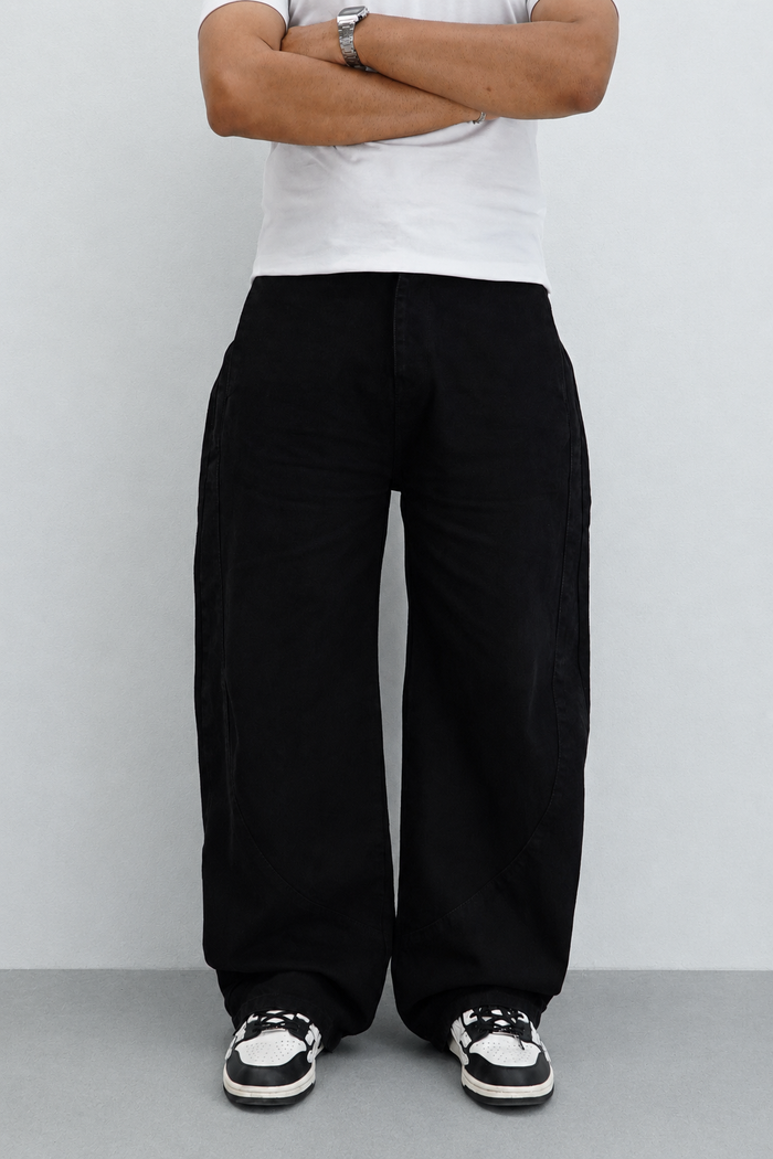 Black Raw Finish Japan Baggy Jeans
