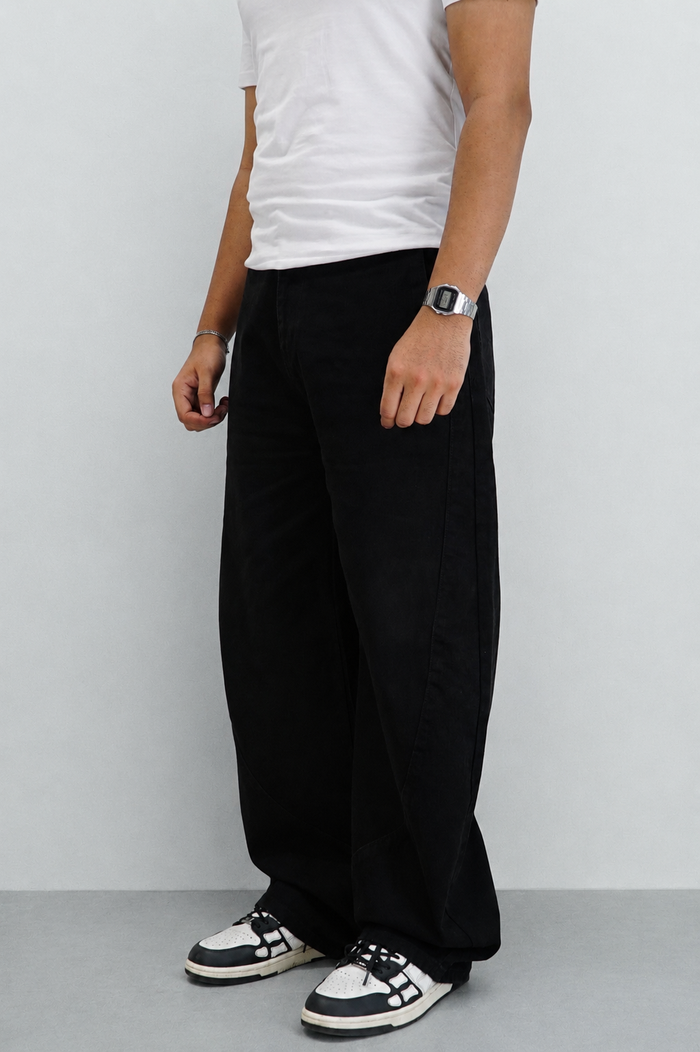 Black Raw Finish Japan Baggy Jeans
