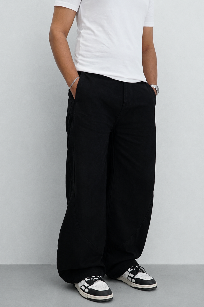 Black Raw Finish Japan Baggy Jeans
