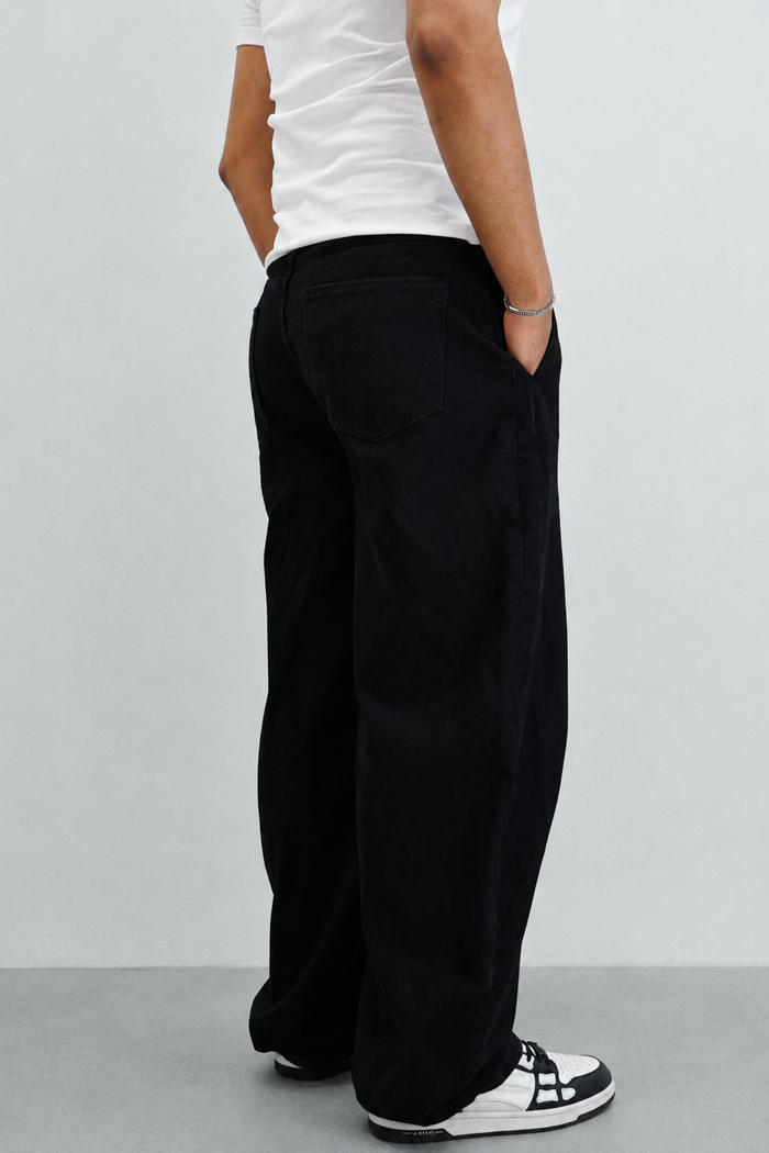Black Raw Finish Japan Baggy Jeans