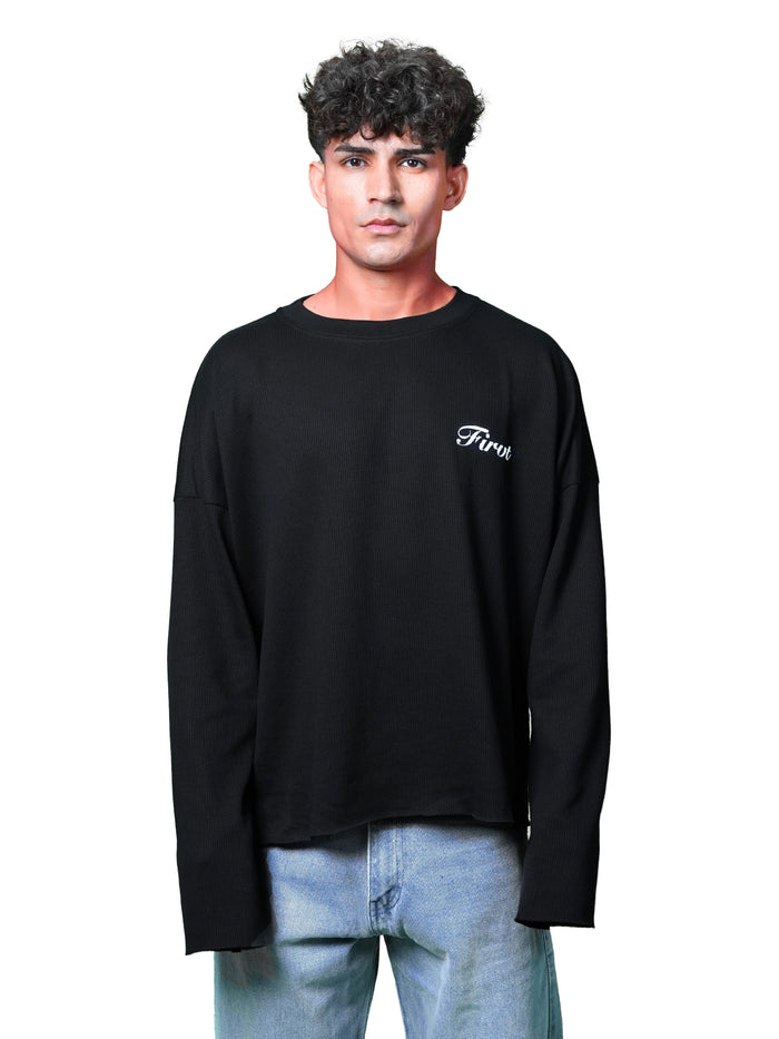 BLACK WAFFLE T-SHIRT