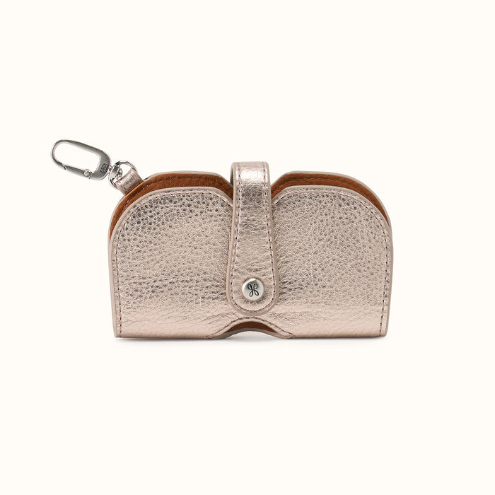 Blink Glasses Holder In Metallic Leather - Cameo Quartz- FOL