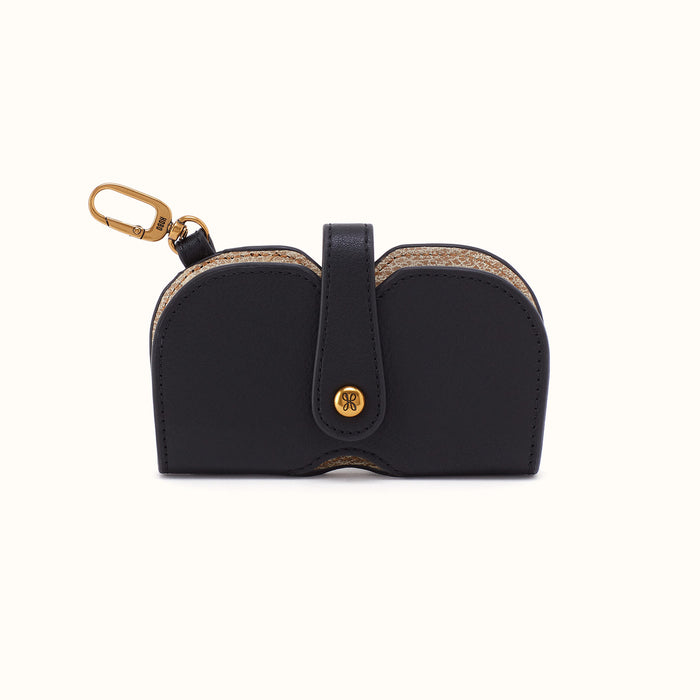 Blink Glasses Holder in Pebbled Leather - Black- FOL