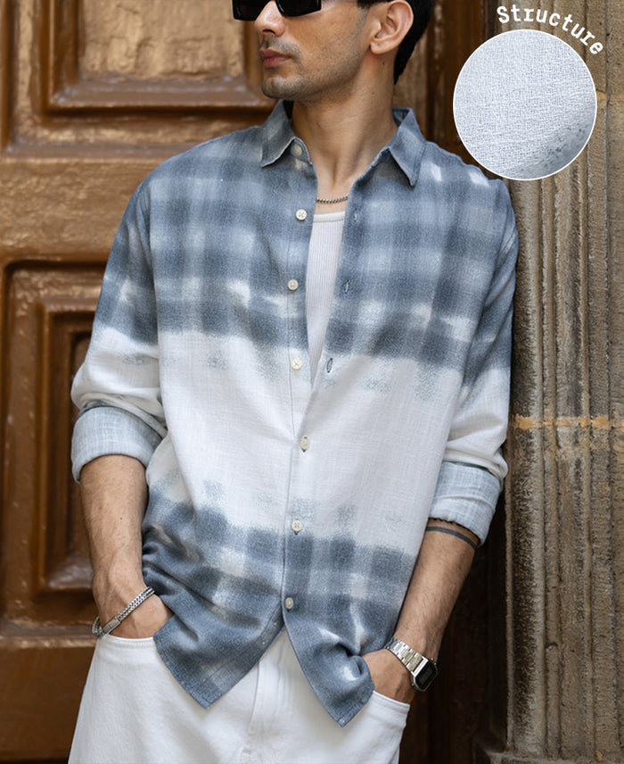 Blue Abstract Print Shirt 100% Cotton