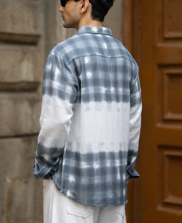 Blue Abstract Print Shirt 100% Cotton