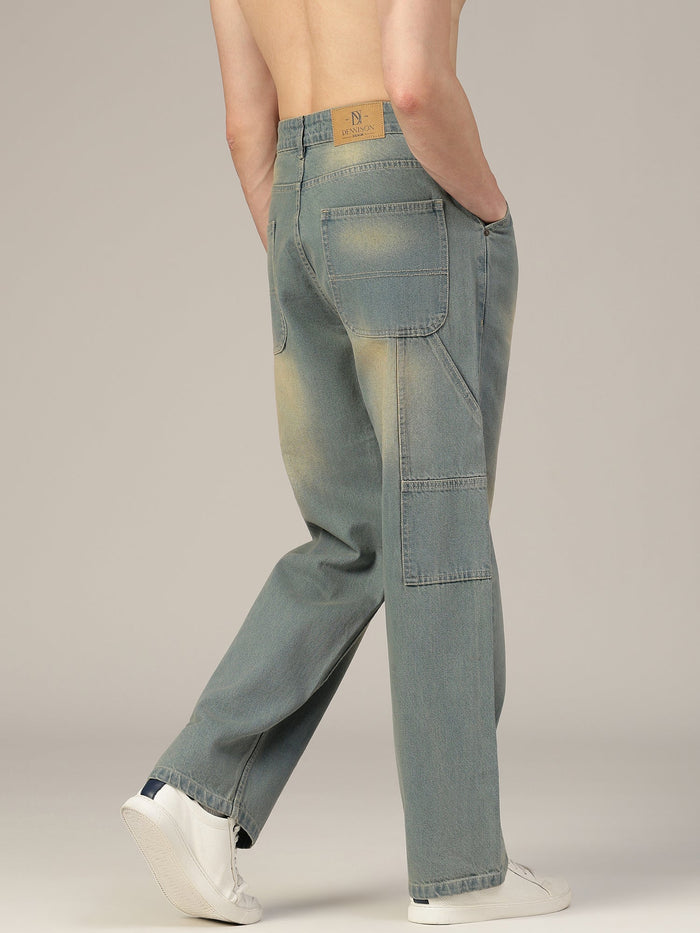 Blue Baggy Fit Carpenter Jeans