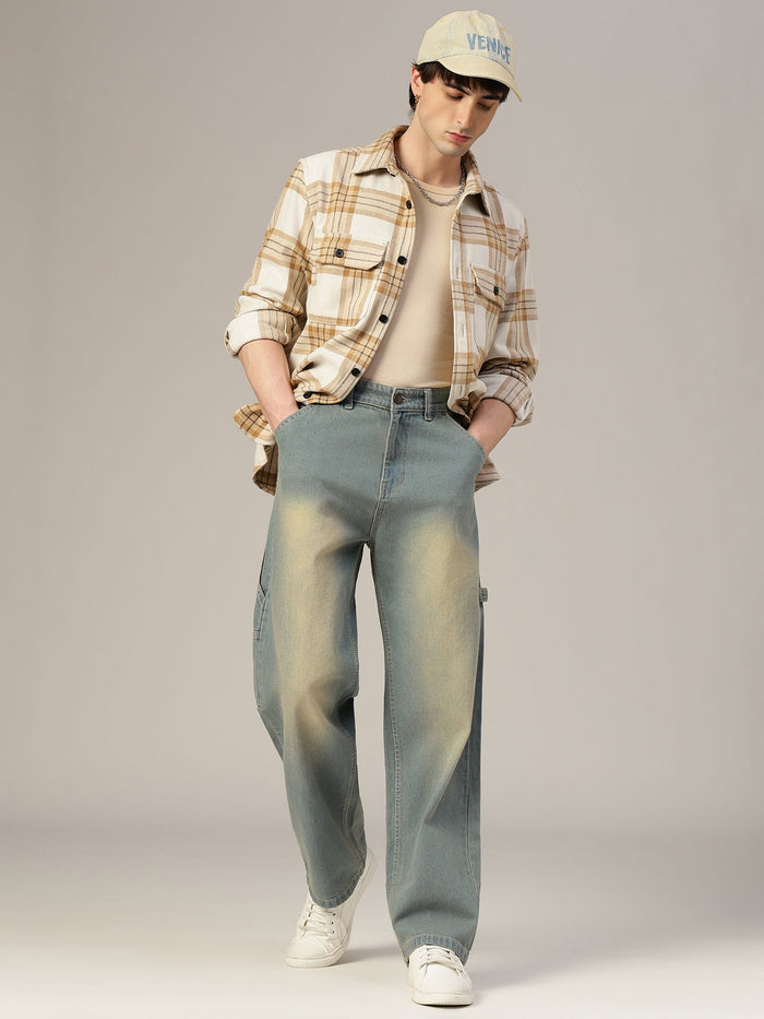 Blue Baggy Fit Carpenter Jeans