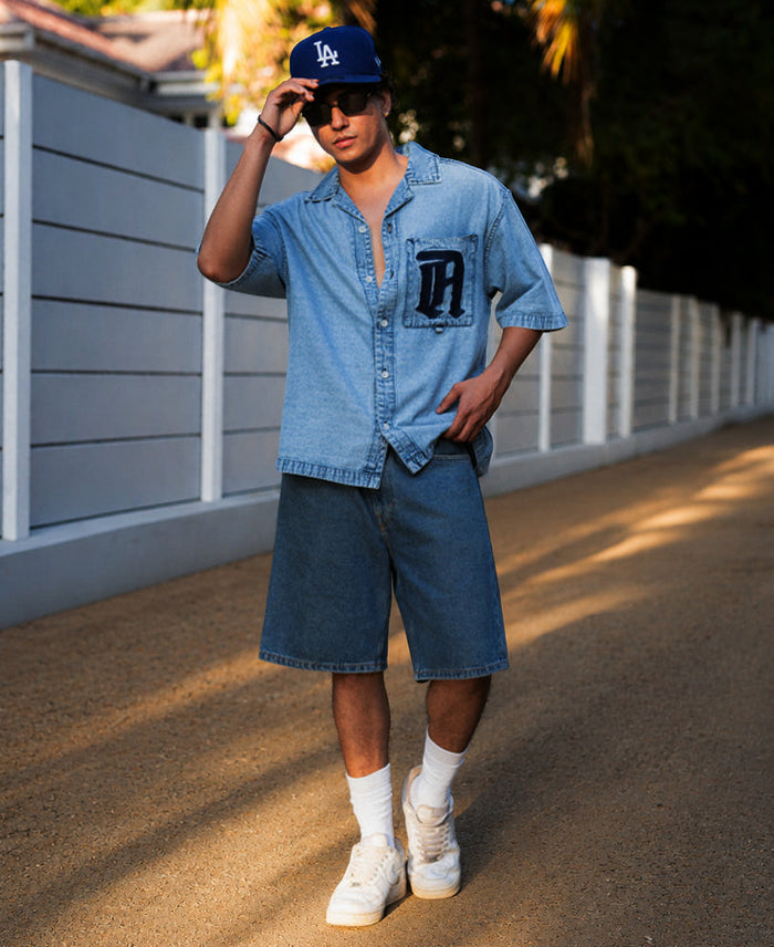 Blue Embroidered Denim Shirt