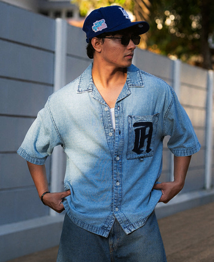Blue Embroidered Denim Shirt