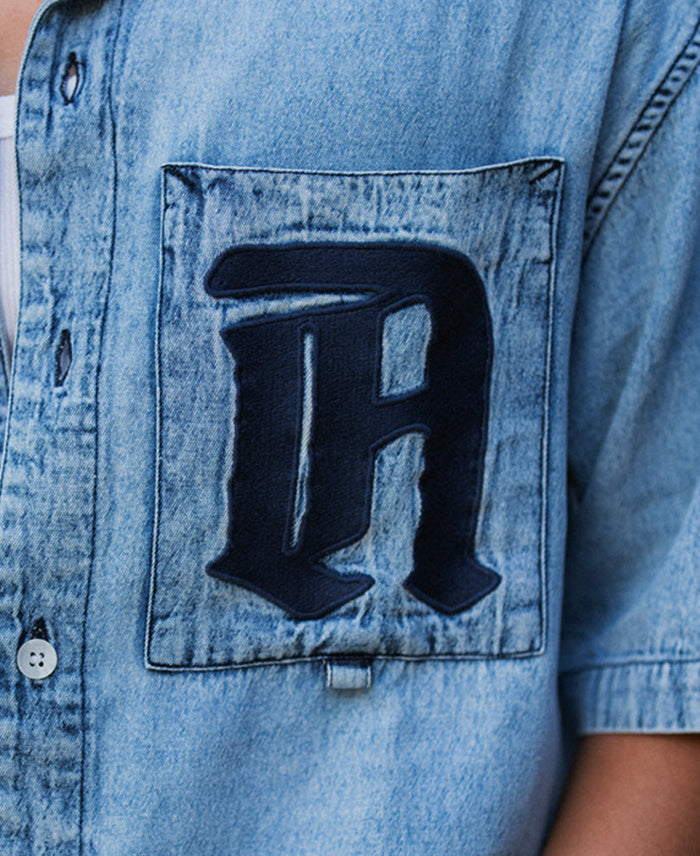 Blue Embroidered Denim Shirt