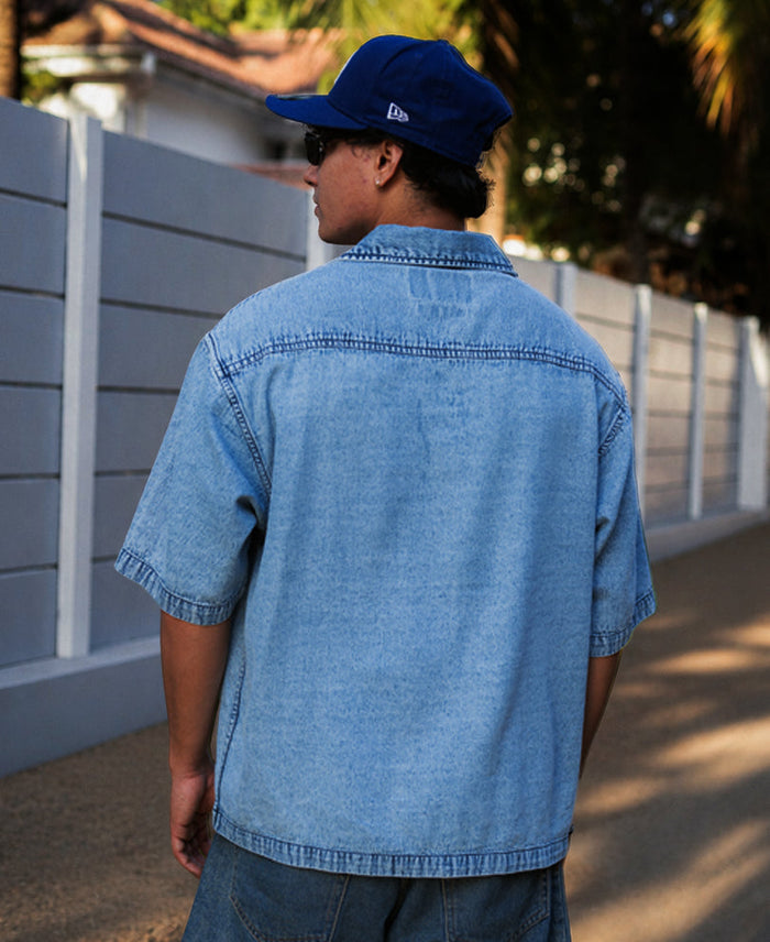 Blue Embroidered Denim Shirt
