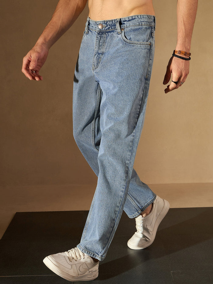 Blue Faded Korean Baggy Jeans