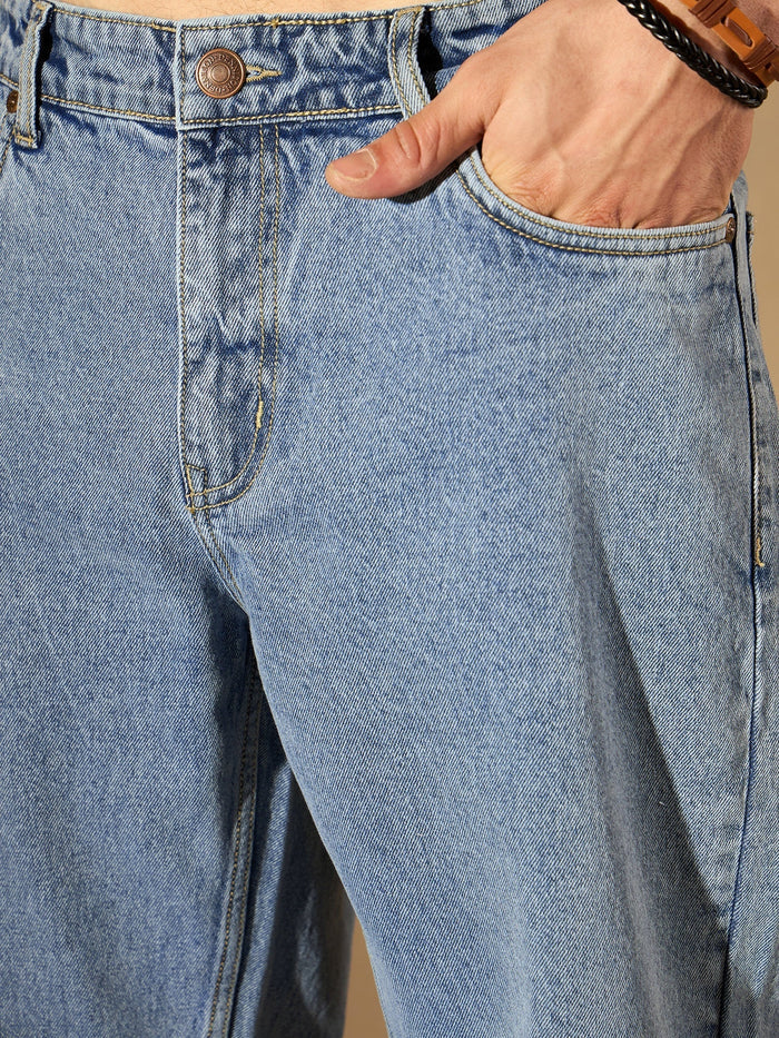 Blue Faded Korean Baggy Jeans