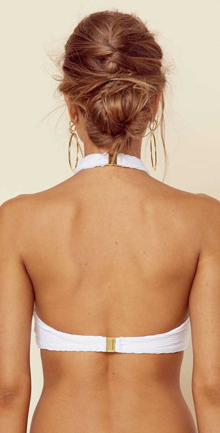 Blue Life Vixen Halter Top in White Jacquard 390-2516-WHT: