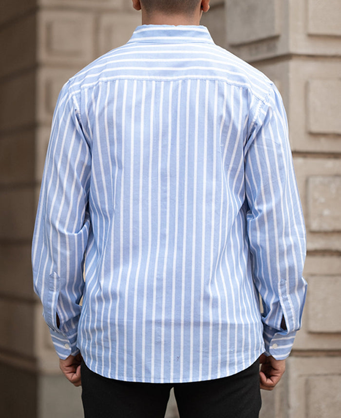 Blue Lightweight Striped Shirt 100% Cotton