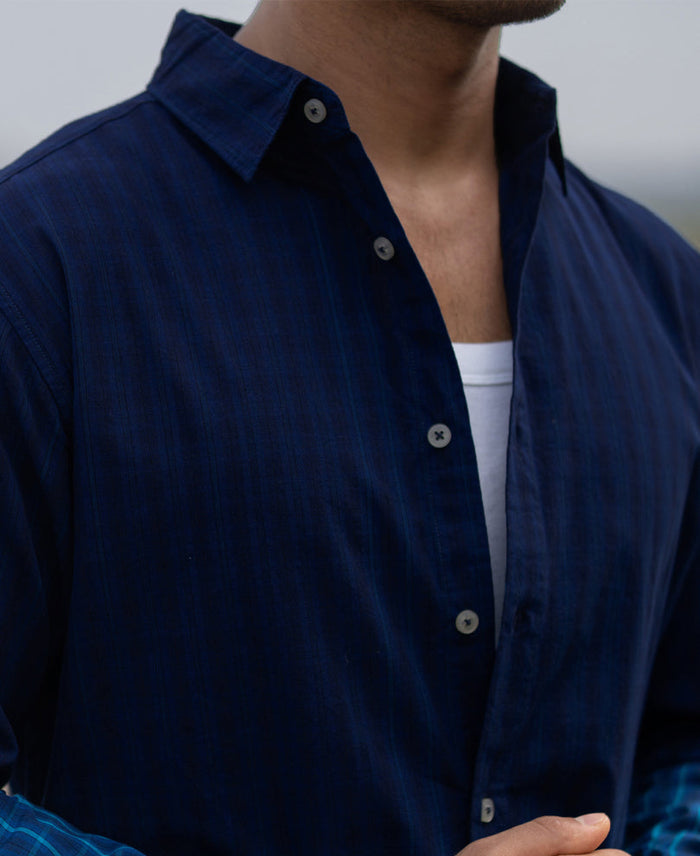 Blue Ombre Checks Shirt 100% Cotton