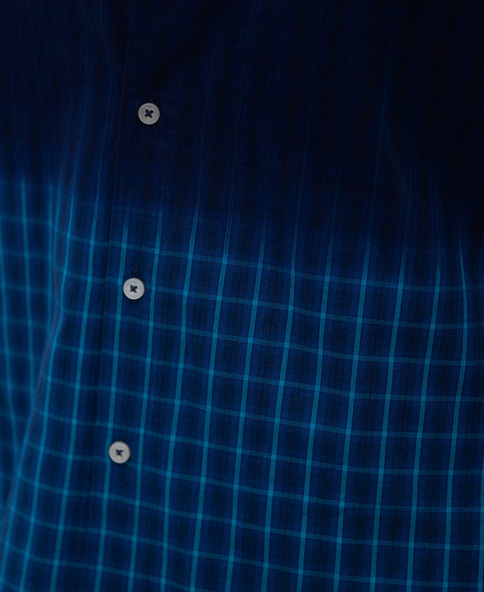 Blue Ombre Checks Shirt 100% Cotton