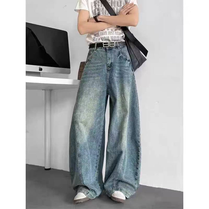 Blue Pannel Details Japan Baggy Jeans