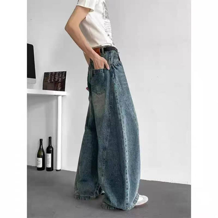 Blue Pannel Details Japan Baggy Jeans