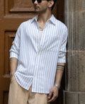 Blue Stripe Linen Blend Shirt