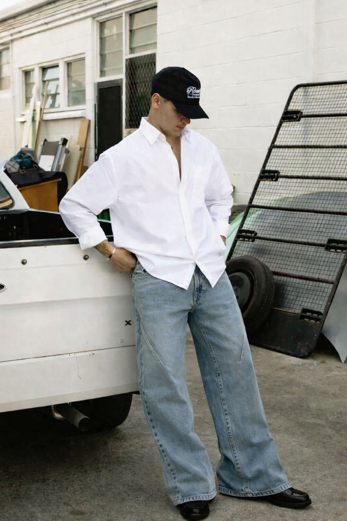 Blue Wash Clean Flare Fit Jeans