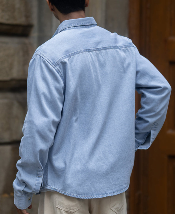 Blue Washed Denim Double Pocket Shirt