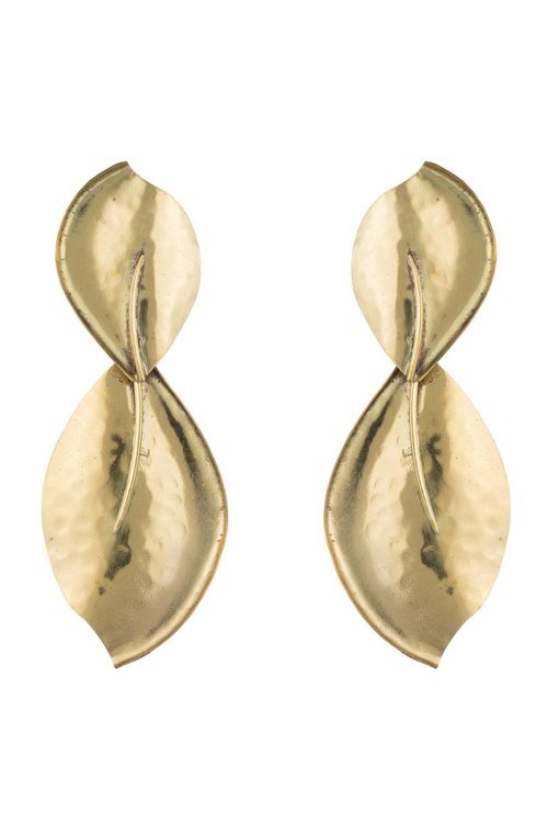 Brass Leaf Clip Earrings