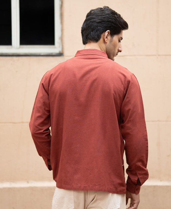 Brick Embroidered Linen Shirt