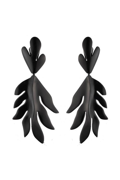 Buffalo Cut Out Leaf Clip Earrings