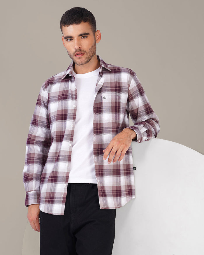 Burgundy and Lavender Check Oxford Shirt