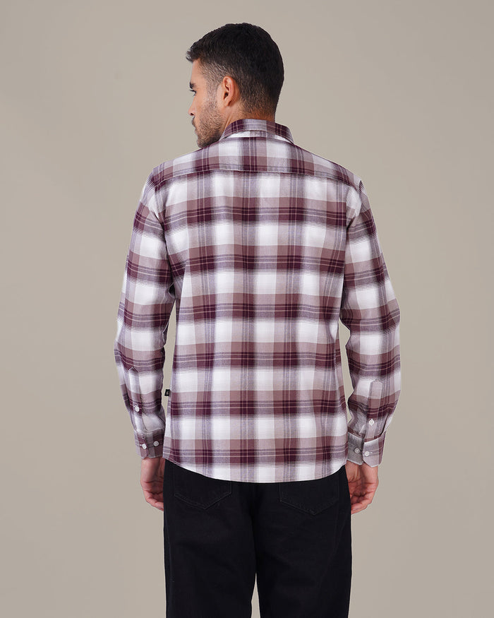 Burgundy and Lavender Check Oxford Shirt