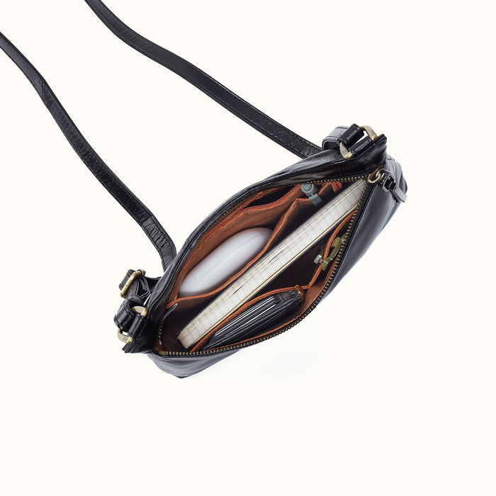 Cambel Crossbody In Polished Leather - Black