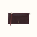 Carte Card Travel Case In Suede Leather - Dark Cherry